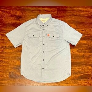 The American Outdoorsman Fishing Shirt Mens Gray Vented Short Sleeve Button‎